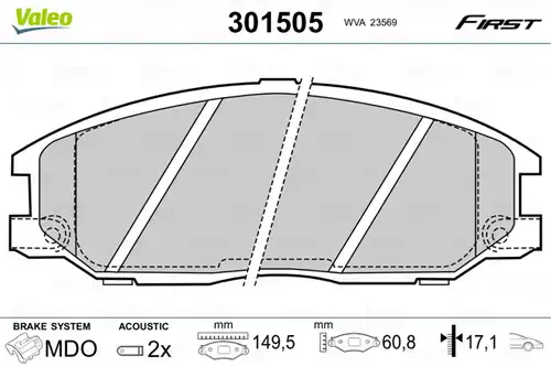 накладки VALEO 301505