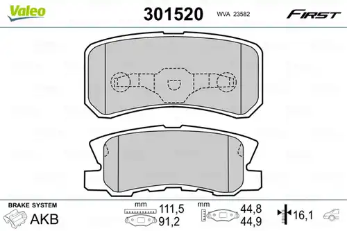 накладки VALEO 301520