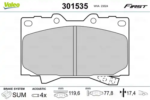 накладки VALEO 301535