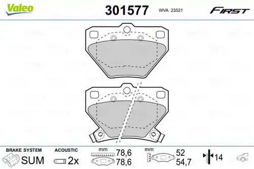 накладки VALEO 301577