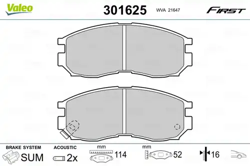 накладки VALEO 301625