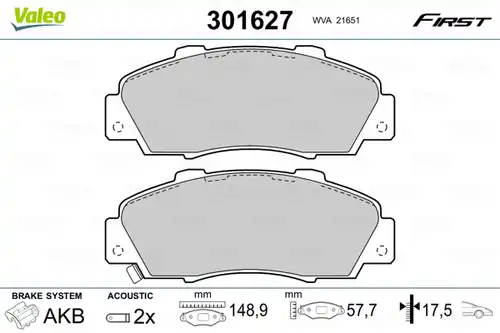 накладки VALEO 301627