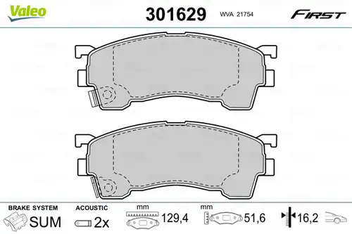 накладки VALEO 301629