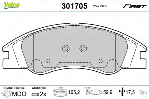 накладки VALEO 301705