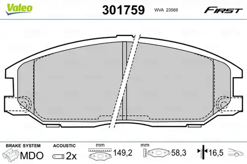 накладки VALEO 301759