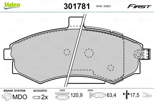 накладки VALEO 301781