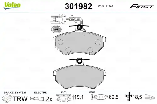 накладки VALEO 301982