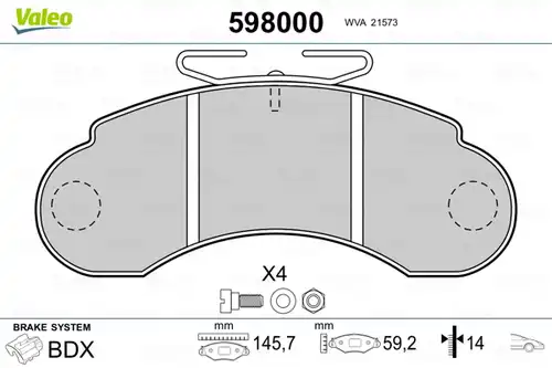 накладки VALEO 598000