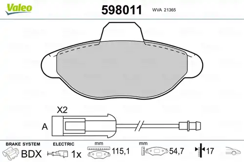 накладки VALEO 598011