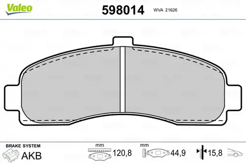 накладки VALEO 598014