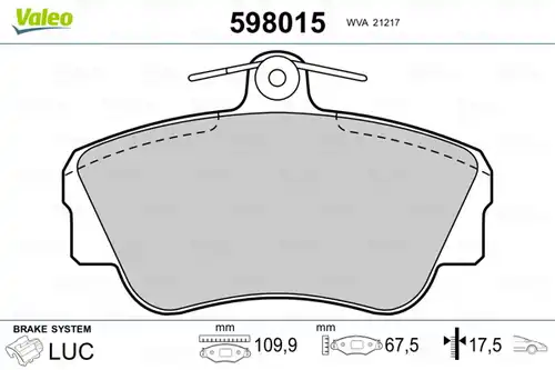 накладки VALEO 598015