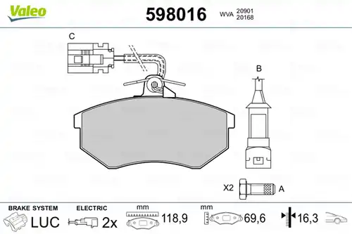 накладки VALEO 598016