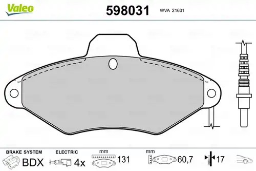 накладки VALEO 598031