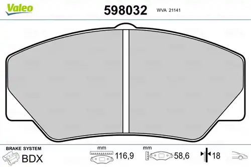 накладки VALEO 598032