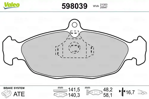 накладки VALEO 598039