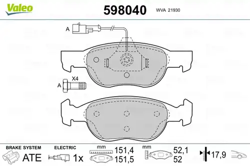 накладки VALEO 598040