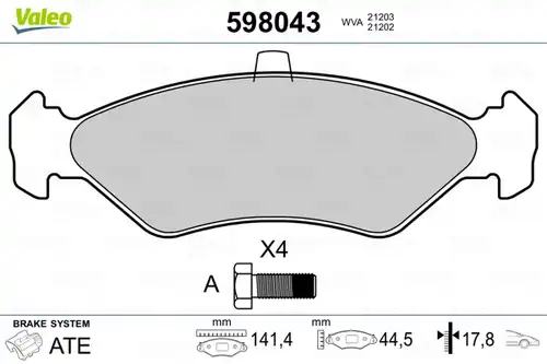 накладки VALEO 598043