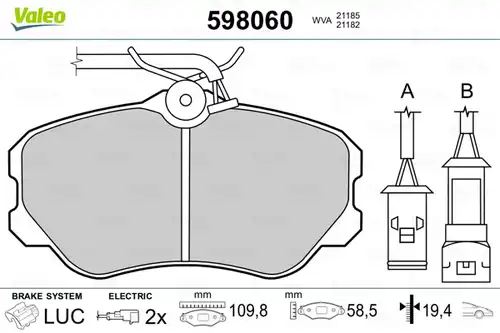 накладки VALEO 598060