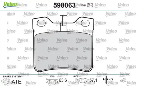 накладки VALEO 598063