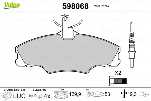 накладки VALEO 598068