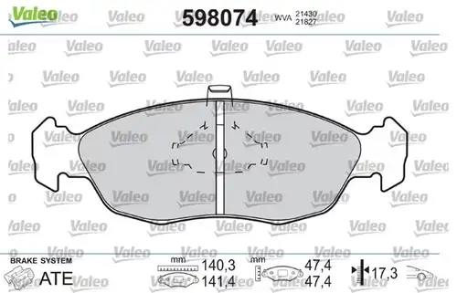 накладки VALEO 598074