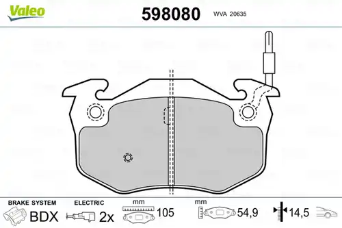 накладки VALEO 598080