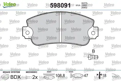 накладки VALEO 598091