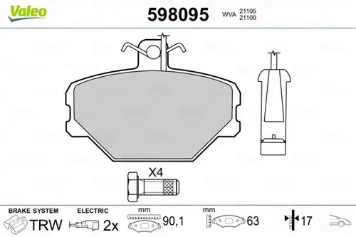 накладки VALEO 598095