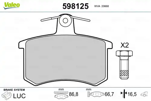 накладки VALEO 598125