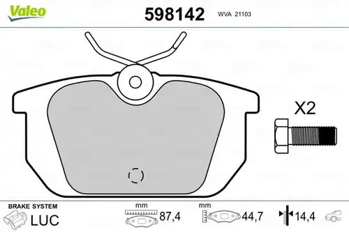 накладки VALEO 598142