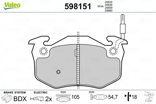 накладки VALEO 598151