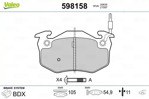 накладки VALEO 598158