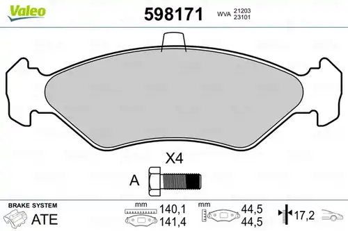 накладки VALEO 598171