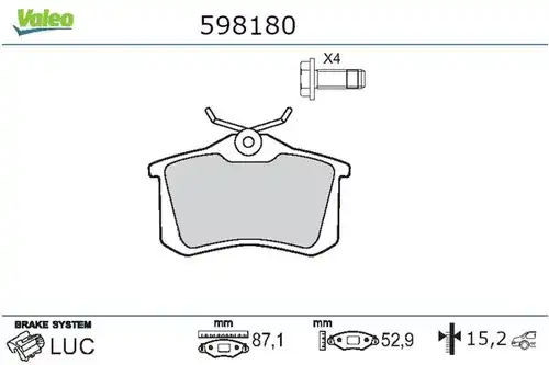 накладки VALEO 598180