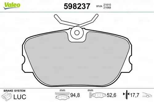 накладки VALEO 598237