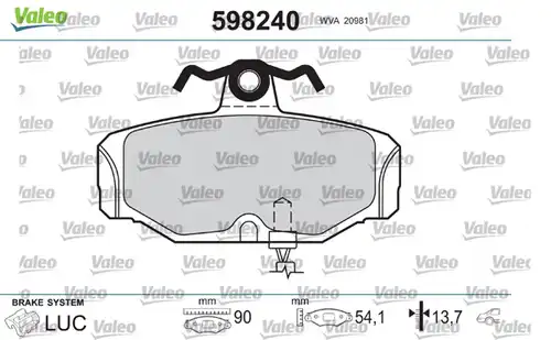 накладки VALEO 598240