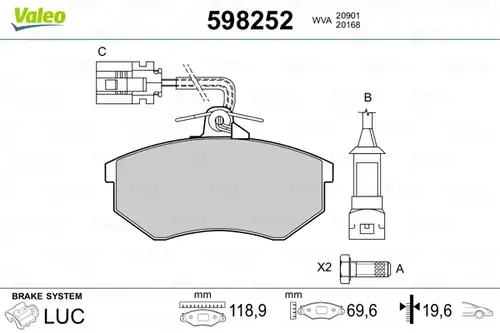 накладки VALEO 598252