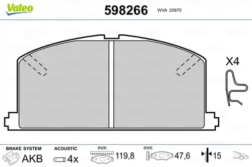 накладки VALEO 598266