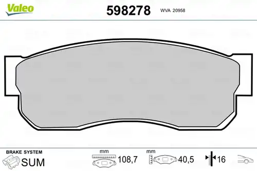 накладки VALEO 598278