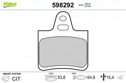 накладки VALEO 598292