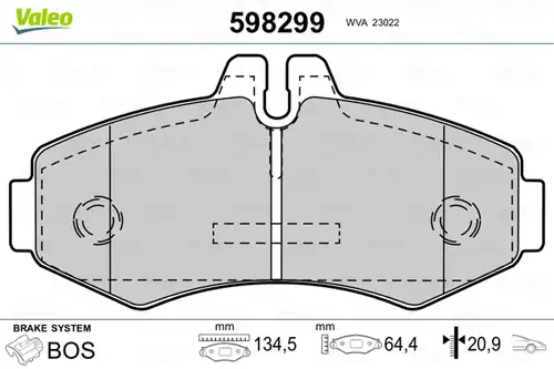 накладки VALEO 598299