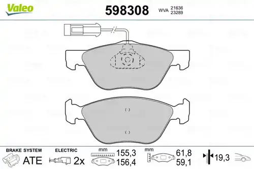 накладки VALEO 598308