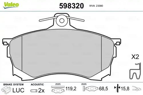 накладки VALEO 598320