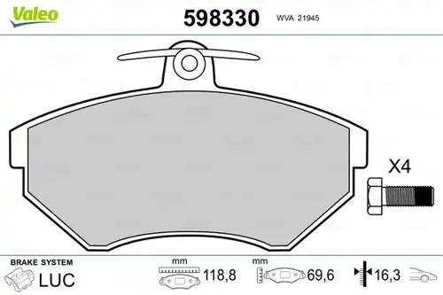 накладки VALEO 598330