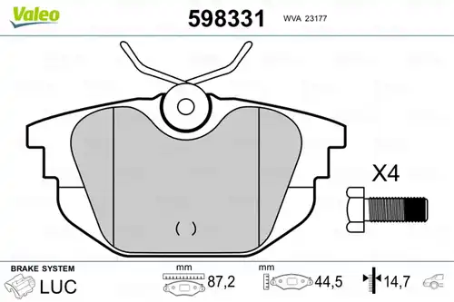 накладки VALEO 598331