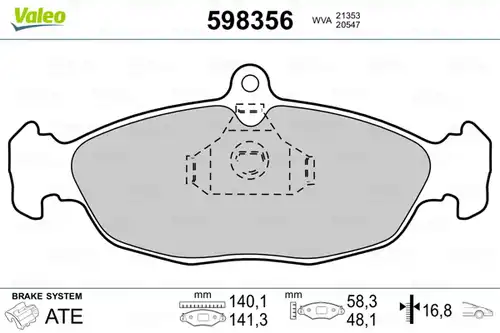 накладки VALEO 598356