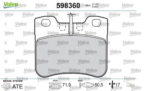 накладки VALEO 598360