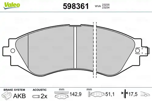 накладки VALEO 598361