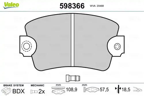 накладки VALEO 598366