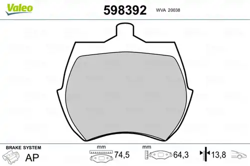 накладки VALEO 598392